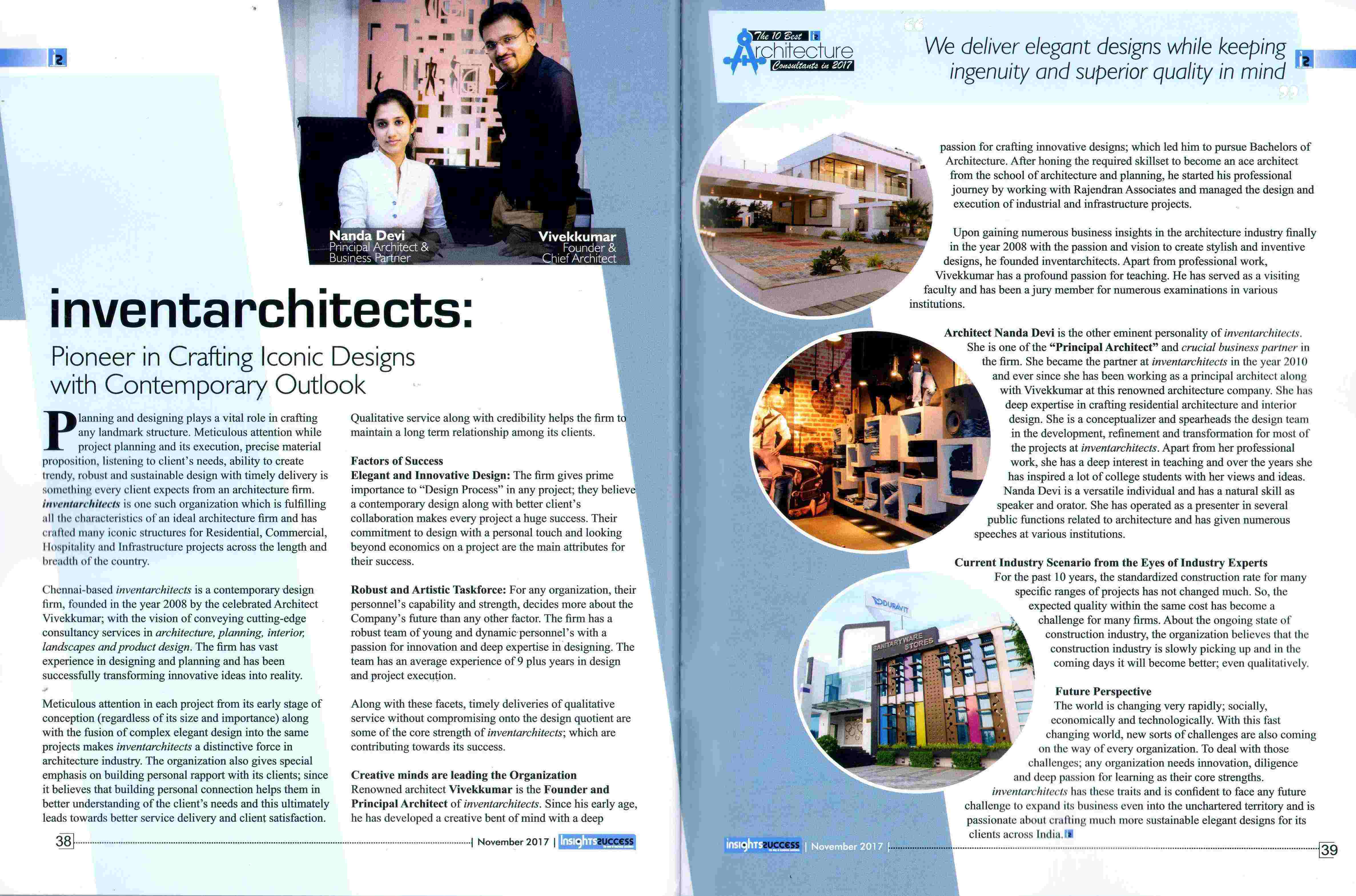 Pioneer in crafting iconic designs with contemporary outlook an article by Ar.Nandhadevi
      about inventarchitects